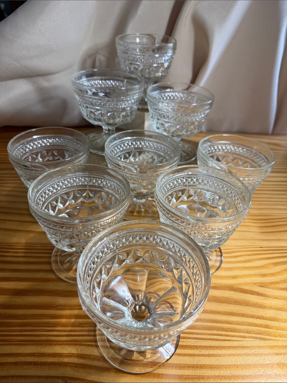 Vintage Anchor Hocking Wexford Sherbet Glasses - Set of 8 + 1 Spare